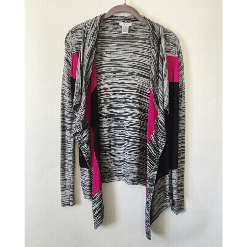 Cache Women’s Lightweight Knit Cardigan XS Color Block Draped Open Front LS